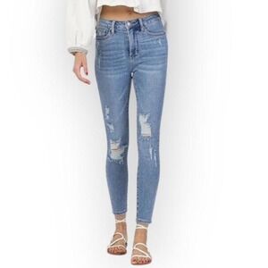 Judy Blue Control Top Skinny Jeans Women's Plus Size 18 Jb88426 Distressed Indie